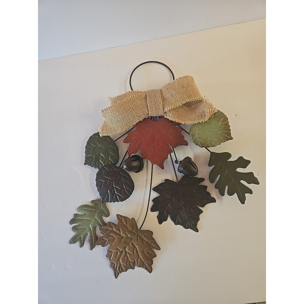Fall Leaves and Acorns Door Hanging - Metal